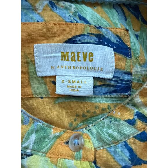 Anthropologie Maeve Balloon Sleeve Tropical Bird Button Down Shirt Size XS - Picture 8 of 10